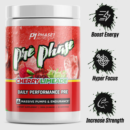 Pre Phase Daily Driver Preworkout - Phase 1 Nutrition (Cherry Limeade, 25 Servings)