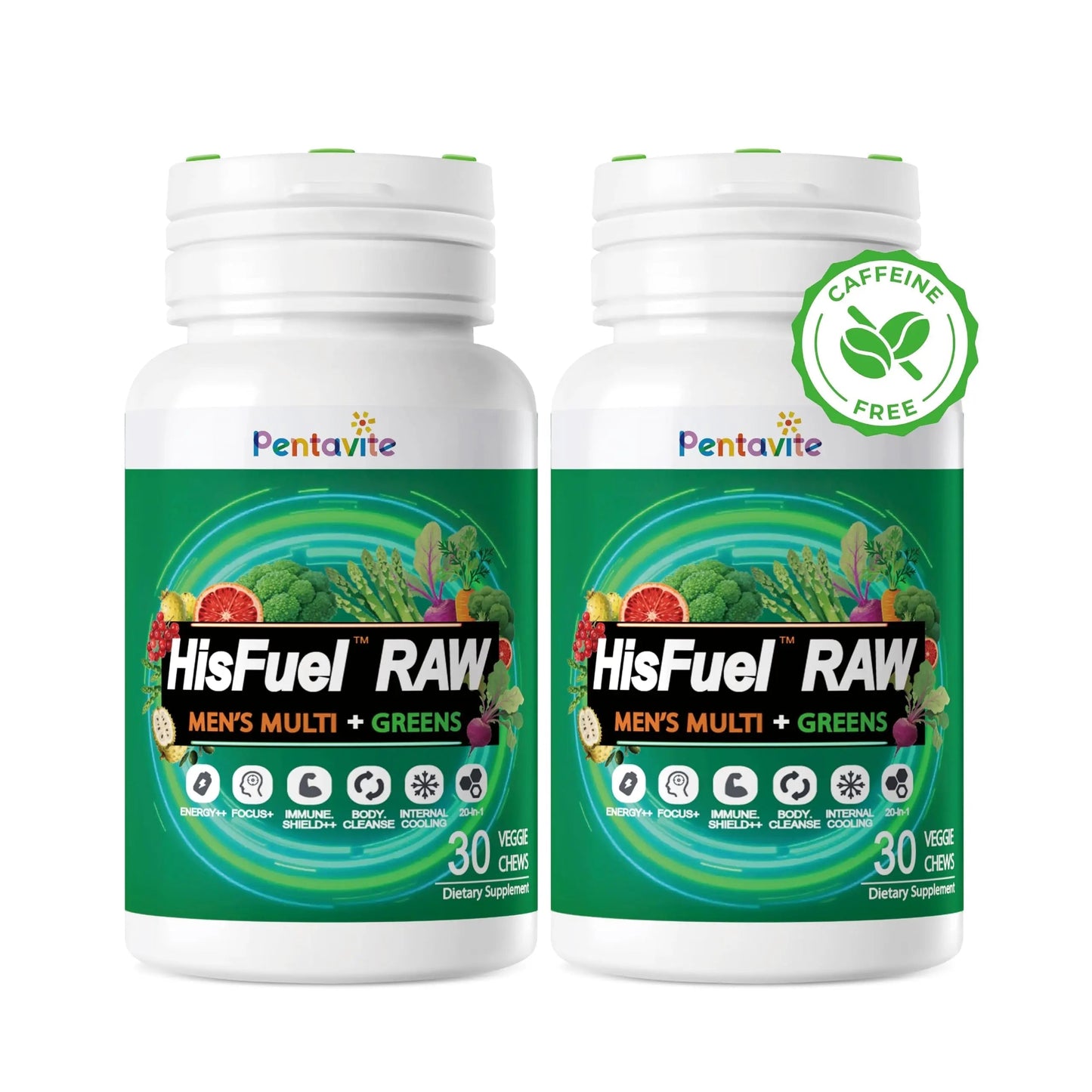 Pentavite HisFuel Multivitamin for Men, 20-in-1 Mens Vitamins with Natrual Fruits & Veggies, Vitamins & Minerals, Taurine, Boost Energy & Health Pentavite