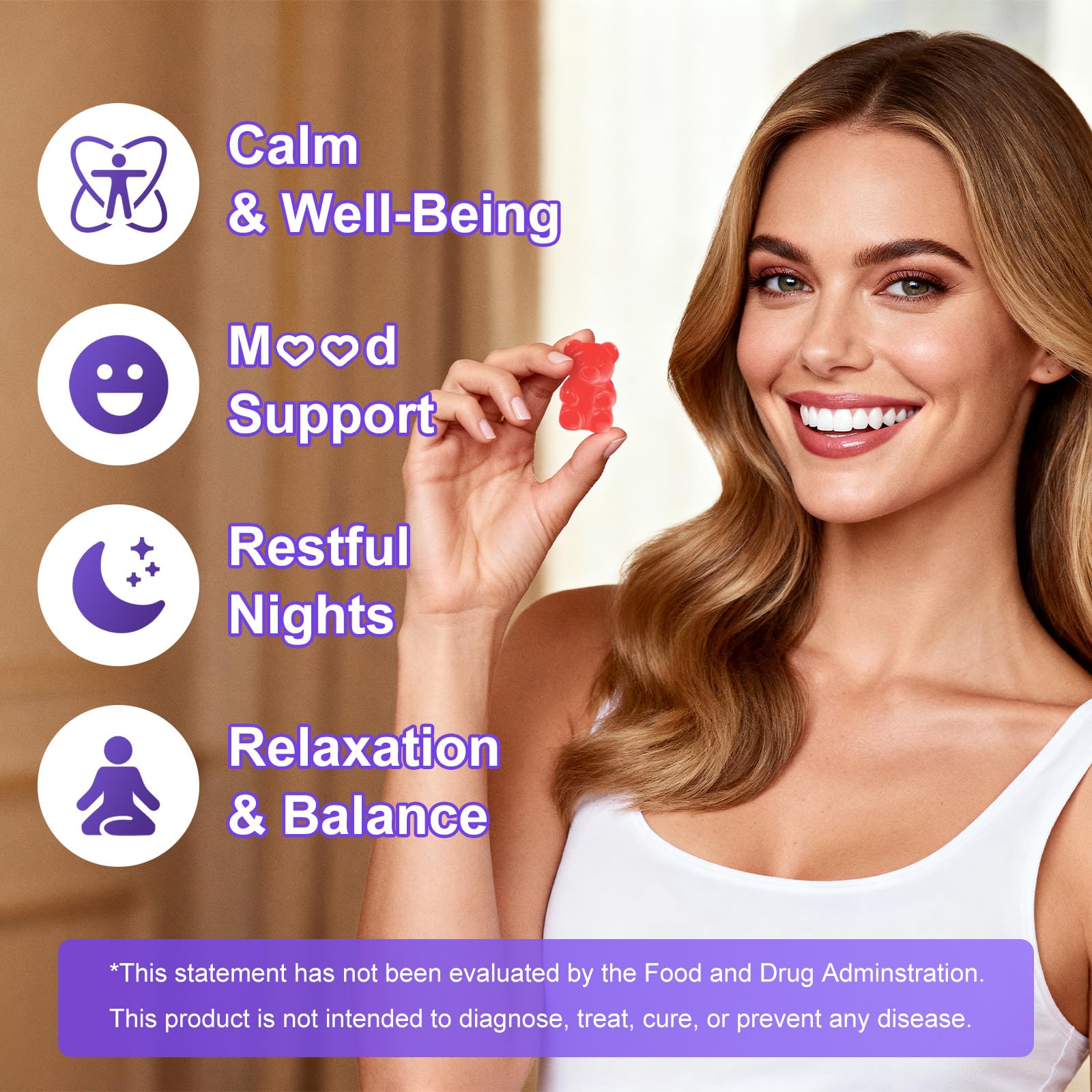Sugar Free L-Theanine Gummies, L Theanine Supplement for Adults & Kids, L'Theanine with Ashwagandha, Magnesium, 5HTP & GABA - Support Calm, Relax, zzZ, Focus, Vegan Strawberry Flavor, 60 Count FlyrocerBuy Supplements Australia