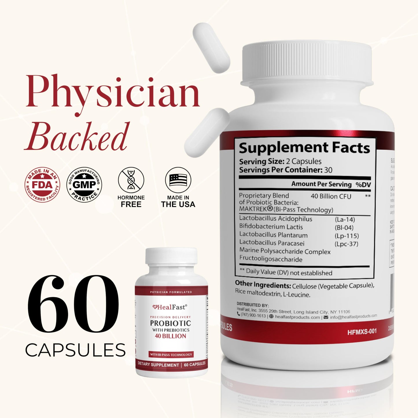 HealFast Physician Formulated Probiotic Supplement - 40 Billion CFU - Live Prebiotics and Probiotics for Men and Women - Probiotics for Gut Health - Non-GMO and Vegan - 30 Day Supply HealFastBuy Supplements Australia