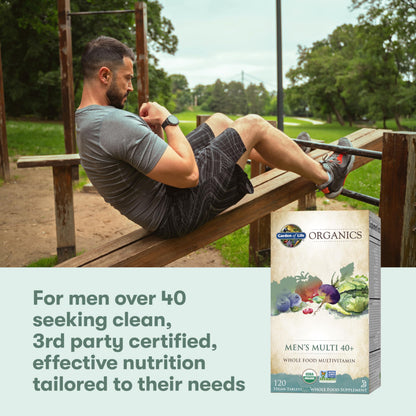 Garden of Life Organics Men's 40+ Multivitamin with Prostate Support, B12 & Vitamins – Vegan Daily Whole Food Multivitamin