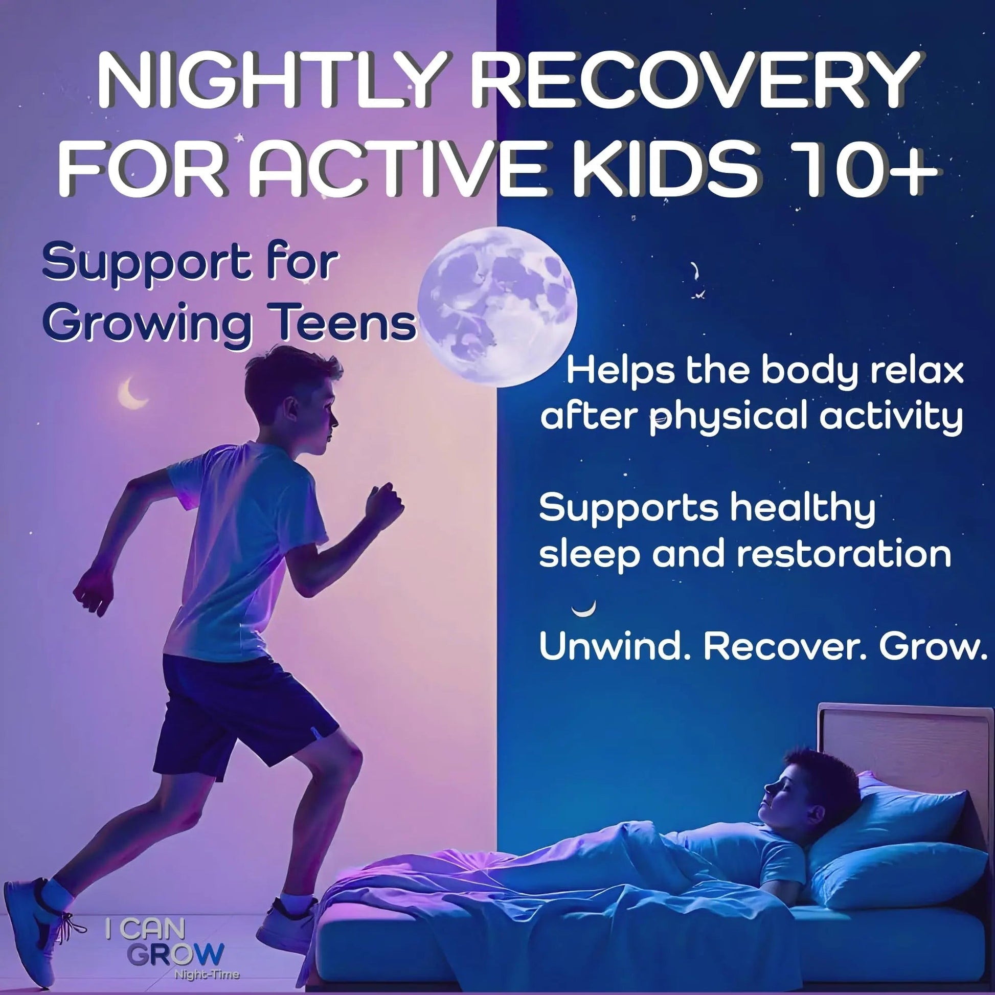 I Can Grow NightTime Kids Vitamins Multivitamin Sleep Aid | Magnesium for Kids with Magnesium Bisglycinate | Natural Calm & Recovery | FaweloBuy Supplements Australia