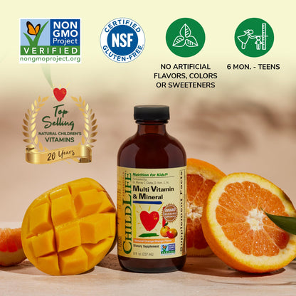 CHILDLIFE ESSENTIALS Kids Multivitamin & Mineral - Kids Vitamins, Liquid Multivitamin for Kids, Toddler Multivitamins, Liquid Vitamins, Baby Multivitamin - Natural Orange & Mango, 8 Fl Oz (Pack of 4) CHILDLIFE ESSENTIALSBuy Supplements Australia