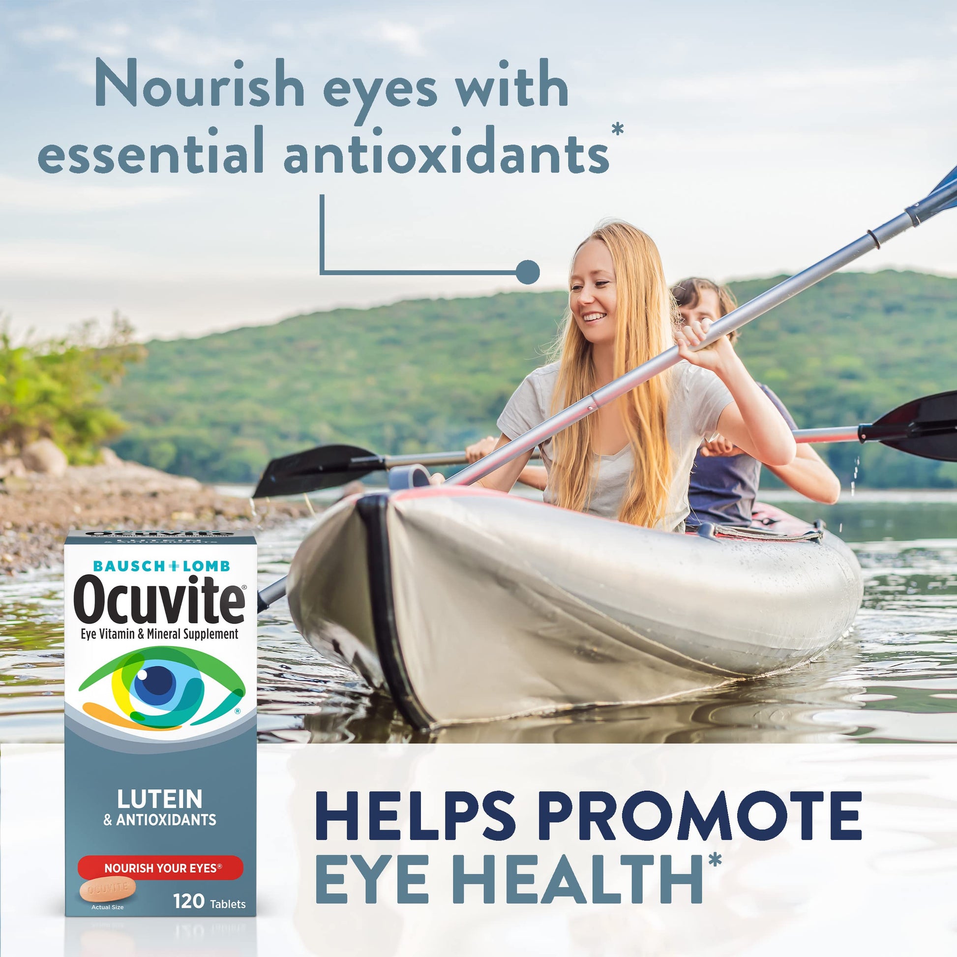 Ocuvite Eye Vitamin & Mineral Supplement, Lutein & Antioxidant Vitamins A, C, E, Zinc for Eye Health, Vitamins for Eyes, 120 Tablets (Pack of 2) OcuviteBuy Supplements Australia