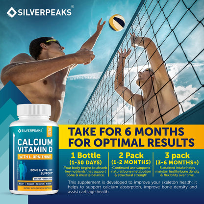 Calcium Supplement with Vitamin D3 and Zinc for Bone Health – Supports Bone Strength & Density – Gentle Non-Constipating Mineral & Amino Acids Blend for Women & Men - 60 Capsules (30 Day Supply) SILVERPEAKSBuy Supplements Australia