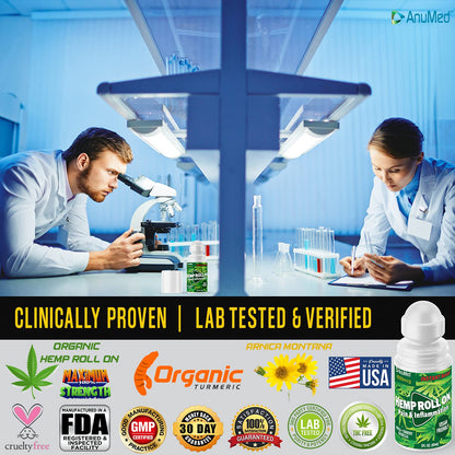 ANUMED Hemp Roll-On 4000mg Pain Relief. Fast Acting, Long Lasting, Maximum Strength with Arnica + Turmeric for Anti-Inflammatory, Natural Recovery, Joint, Muscle, Nerve Pain Reliever 2 Packs of (1oz) AnuMed InternationalBuy Supplements Australia