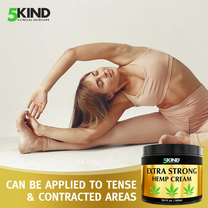 5kind Extra Strong Hemp Cream 10.1 fl oz - Maximum Strength - Natural Topical Cream - Muscle Rub for Lower Back, Joints, Neck, Knees, Shoulders 5kind clinical skincareBuy Supplements Australia
