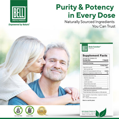 Bell Brain Function Lifestyle, Supports Cognitive Health with Ginkgo, Vitamin B12, Folate - 60 Vegetarian Capsules BellBuy Supplements Australia