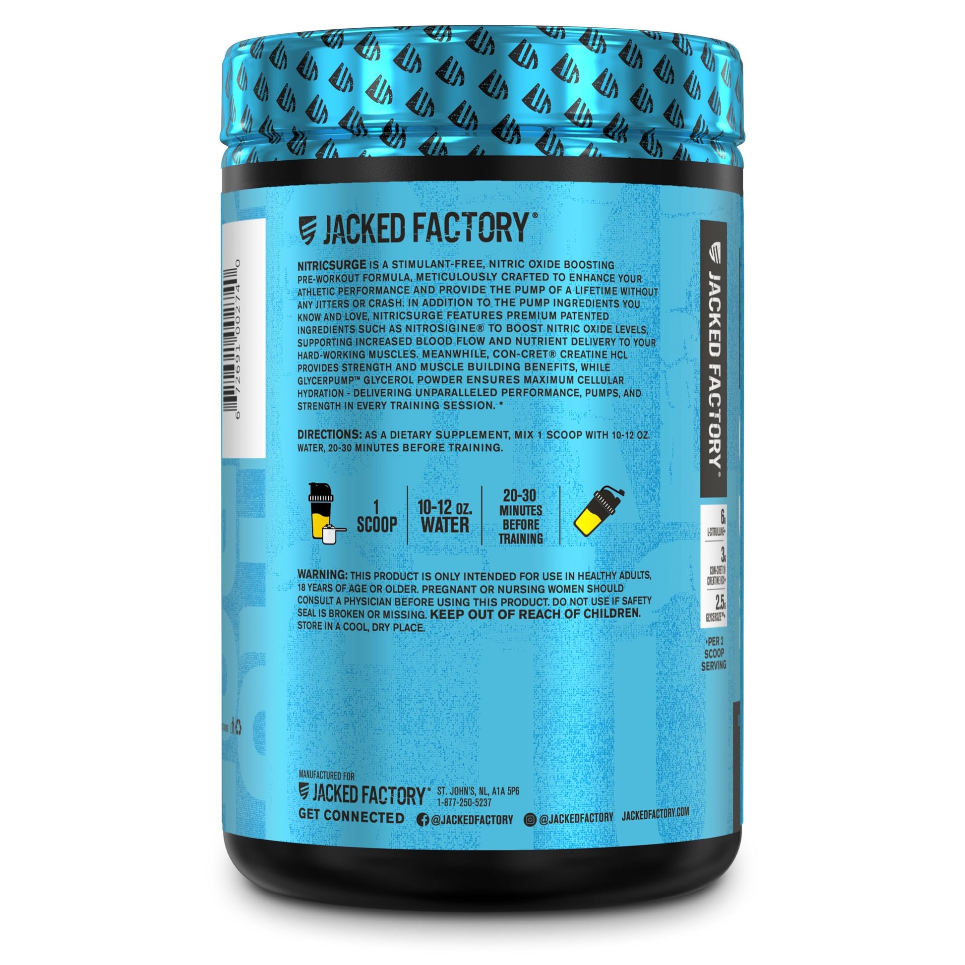 Nitric Surge Stim Free Pre Workout Powder - Caffeine Free Nitric Oxide Supplement Jacked FactoryBuy Supplements Australia