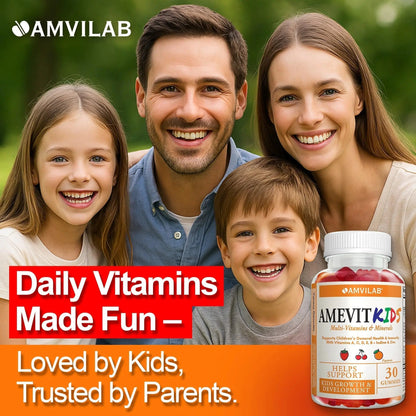 AMVILAB Amevit Kids Gummy Multivitamin – Complete Daily Vitamins for Children – with Essential Nutrients for Growth & Immunity AMVILABBuy Supplements Australia