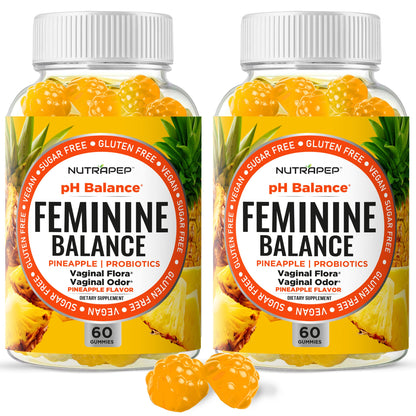 NutraPep Feminine Balance Probiotics Gummies for Women - Vaginal Health & Women's pH Balance Natural Gummy Supplement with Cranberry Pineapple Powder - Sugar Free Gluten Free Vegan (Pack of 2) NutraPepBuy Supplements Australia