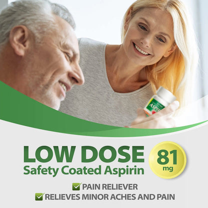 HealthA2Z® Aspirin 81 mg | Low Strength | Enteric Coated | Pain Relief | Reduces Minor Aches Muscle Pain & Cramps | Fever Reducer | Reduces Headache (300 Counts) HealthA2ZBuy Supplements Australia