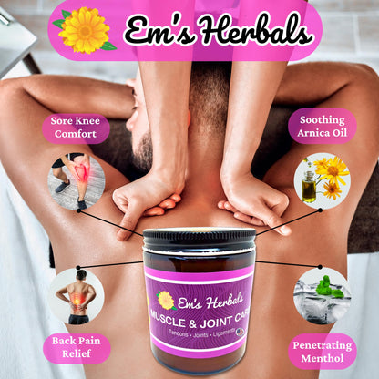 Em's Herbals, Muscle & Joint Care Arnica Salve - Amplified Arnica Salve Made with Menthol Crystals, and Effective Essential Oils to Penetrate Deep into Muscles, Joints, and Back Discomfort (2 oz) Em's HerbalsBuy Supplements Australia