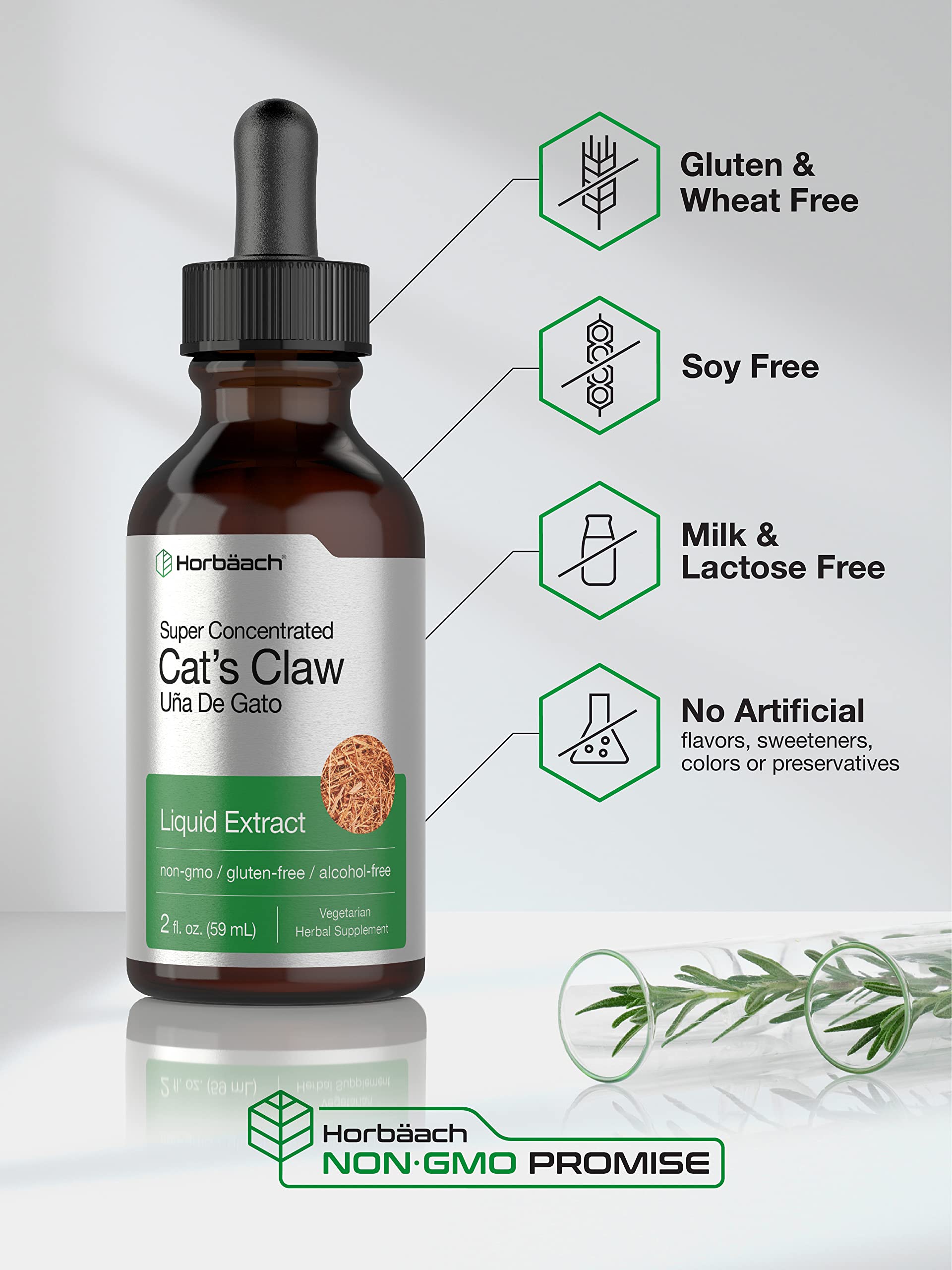 Cats Claw Herb Extract Tincture | 2 Fl Oz | Alcohol Free | Vegetarian, Non-GMO, Gluten HorbäachBuy Supplements Australia
