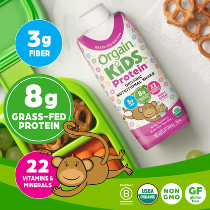 Orgain Organic Kids Nutritional Protein Shake, Fruity Cereal - Kids Snacks with 8g Dairy OrgainBuy Supplements Australia