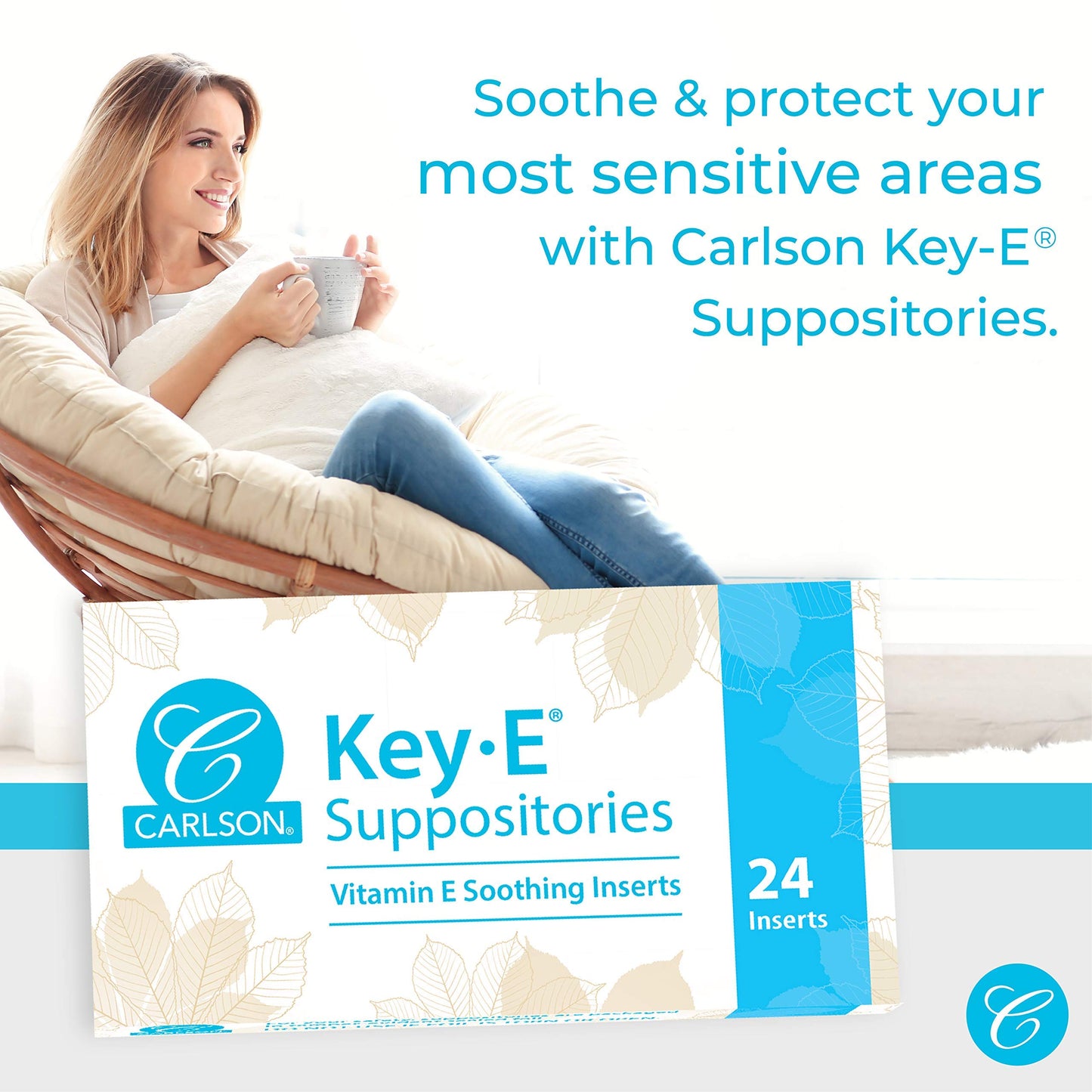 Carlson Labs Key-E Suppositories Vitamin E Soothing Inserts (2 Packages of 24 Inserts, 48Count) CarlsonBuy Supplements Australia