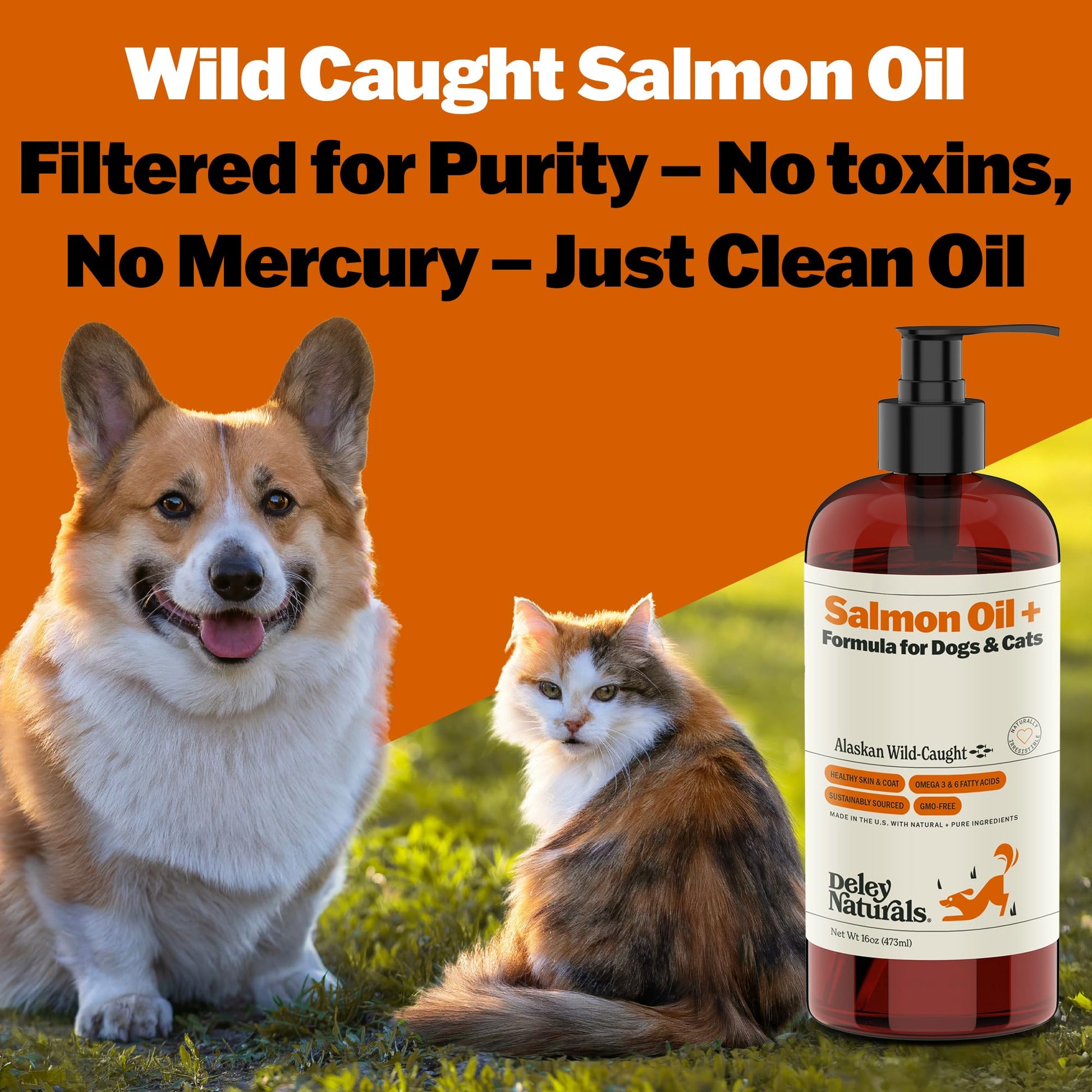 Deley Naturals Wild Alaskan Salmon Oil for Dogs & Cats - New and Improved Salmon Oil Plus Formula - Fish Oil for Dogs with Omega 3, DHA and EPA - Omega 3 for Healthy Skin and Coat - 8oz Made in USA Deley NaturalsBuy Supplements Australia