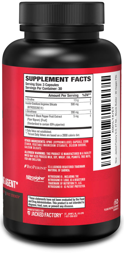 Jacked Factory N.O. XT Nitric Oxide Supplements for Men w/Nitrosigine L Arginine L Citrulline Supplement for Muscle Pumps & Vascularity - Pre Workout