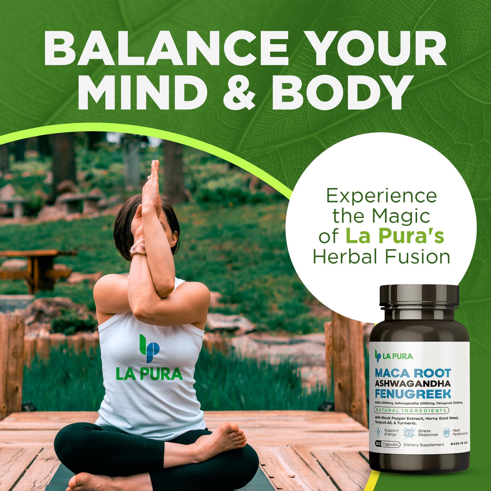 LaPura Ashwagandha 5000mg Maca Root 2000mg Fenugreek 3000mg Supplement LaPuraBuy Supplements Australia