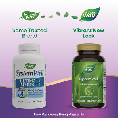 Nature's Way Systemwell Ultimate Immune* with Vitamins C, A, D, Zinc, & Selenium, Multi-System Botanical Blends Including Immune, Respiratory, Digestive & Circulatory, 180 Tablets (Packaging May Vary) Nature's WayBuy Supplements Australia
