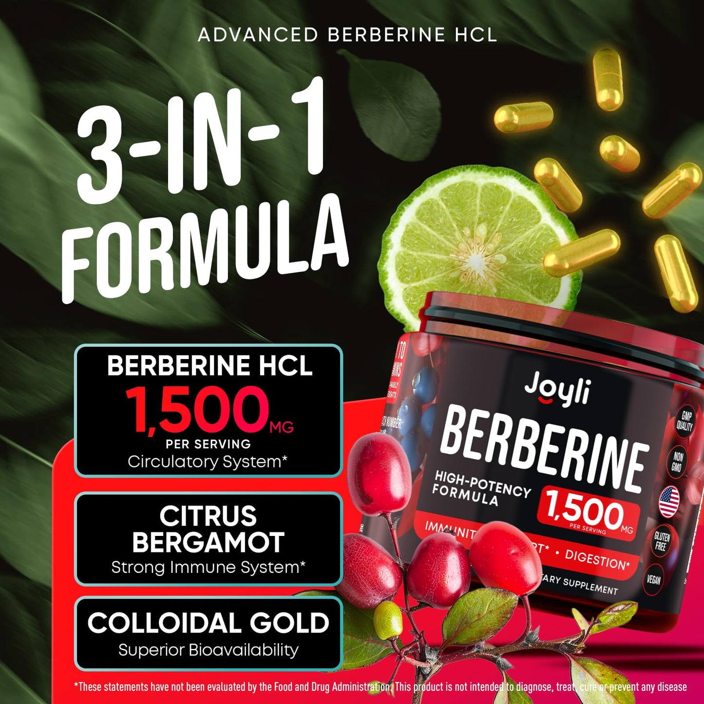 Joyli Berberine 1500MG - 180 Vegan Capsules - Weight Management & Heart Support JOYLI NutritionBuy Supplements Australia