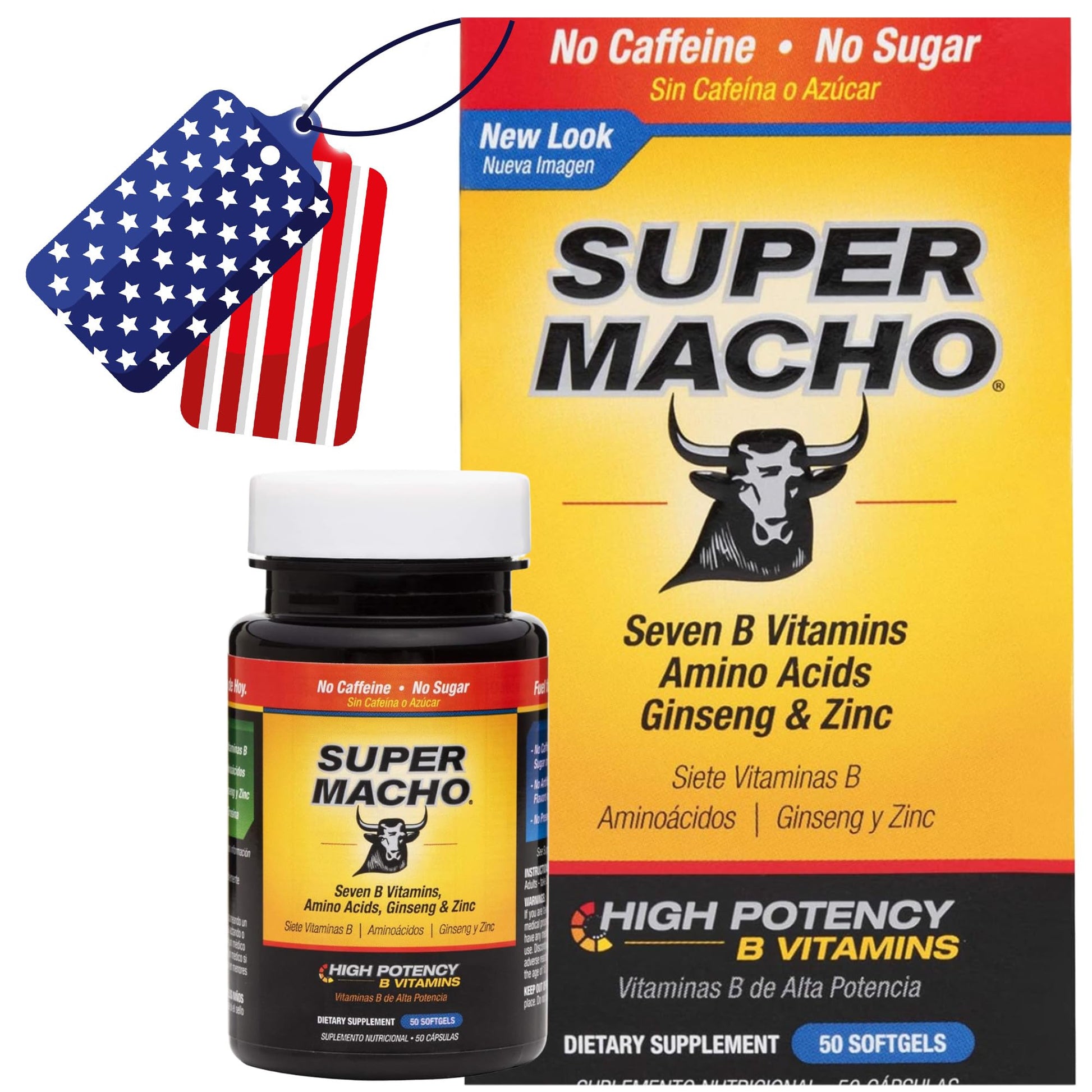 Super Macho, High Potency B Vitamins and Amino Acids, Fuel for Today's Active Men, No Caffeine, No Sugar, Dietary Supplement, Made in USA,50 Softgels Super MachoBuy Supplements Australia