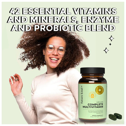 Future Kind Multivitamin Bundle - Vegan Complete Multivitamin and Vegan Essential Multivitamin - Vegan Vitamin B12, Omega 3, and Vitamin D3 - Complete Multivitamin, 42 Vitamins in 1 for Men and Women Future KindBuy Supplements Australia