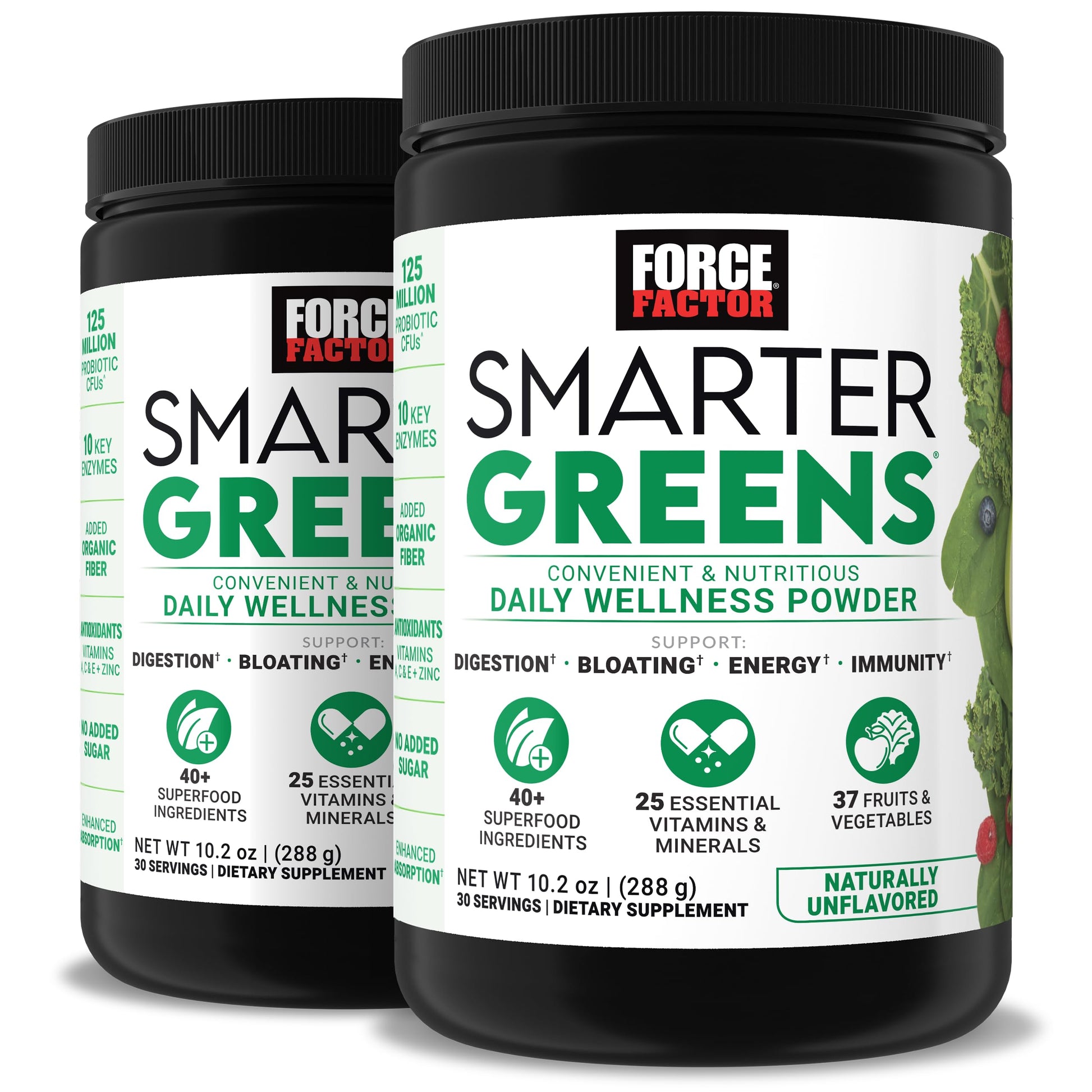 Force Factor Smarter Greens Daily Wellness Powder 2-Pack to Support Energy, Immunity & Digestion, Superfood Greens Powder with Vitamins, Minerals & Probiotics, Unflavored, 60 Servings Force FactorBuy Supplements Australia