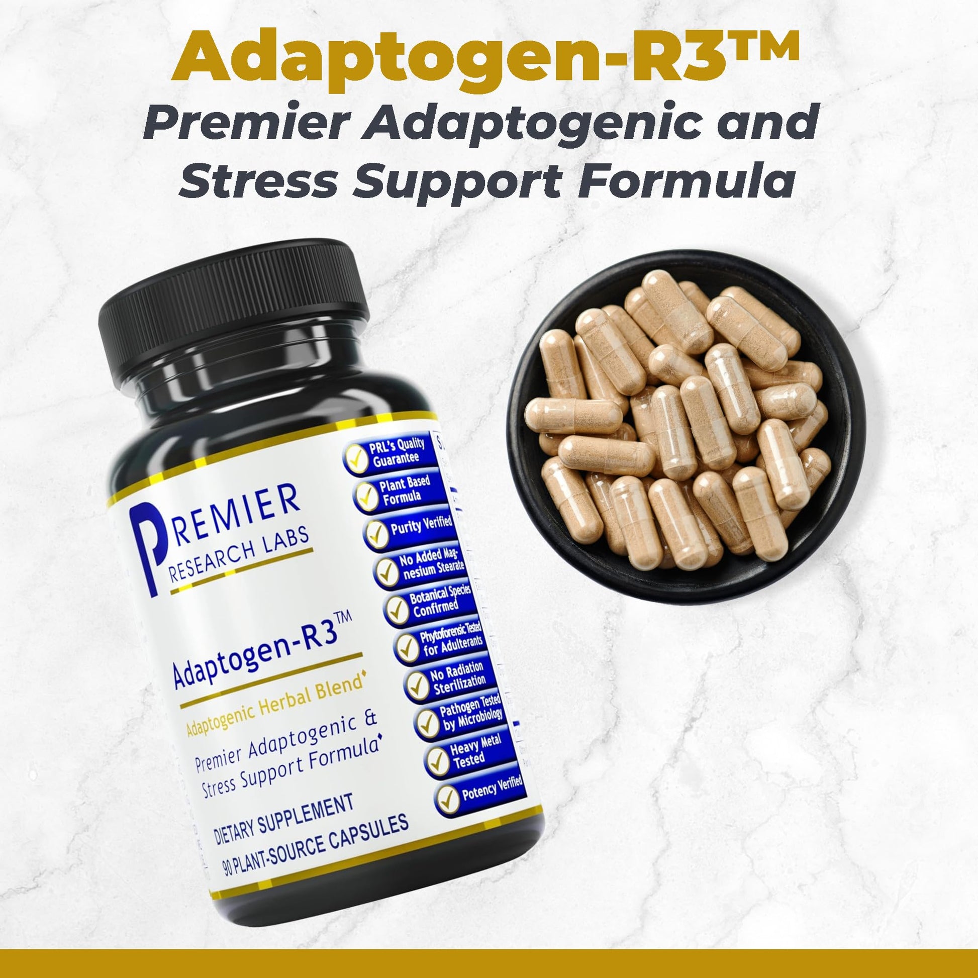 Premier Research Labs Adaptogen-R3 Supplement - Rhodiola Rosea Supplement with Maca Root, Adaptogen Complex for Stress, Heart & Metabolic Health - 90 Vegetarian Capsules Premier Research LabsBuy Supplements Australia