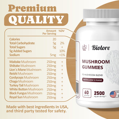 Biolore Mushroom Complex Gummies: 10 Powerful Mushrooms with Chaga, Lions Mane BioloreBuy Supplements Australia