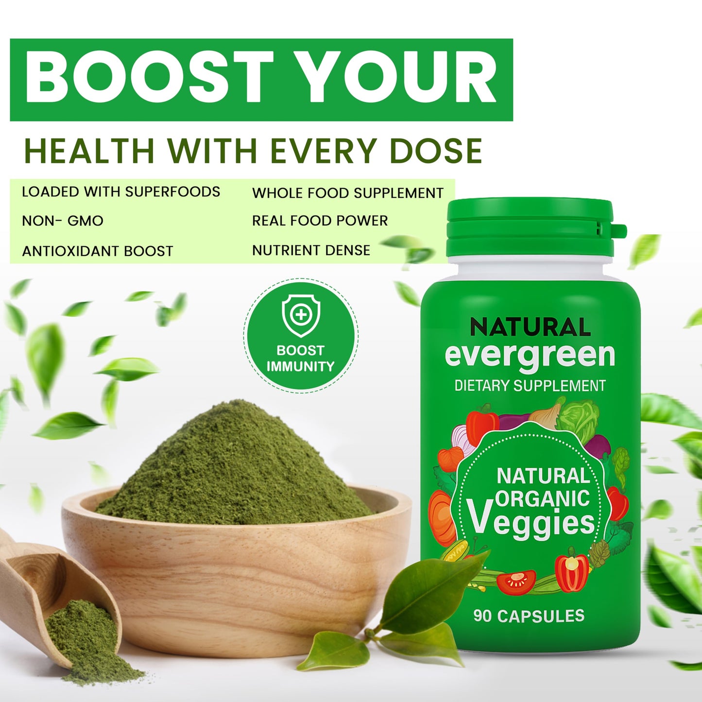 Fruit and Veggies Supplement – 100% Natural Super Greens Blend with Fruits & Vegetables | Veggie Capsules for Adults & Kids | Daily Nutrient Support Packed with Natural Vitamins & Minerals Natural EvergreenBuy Supplements Australia