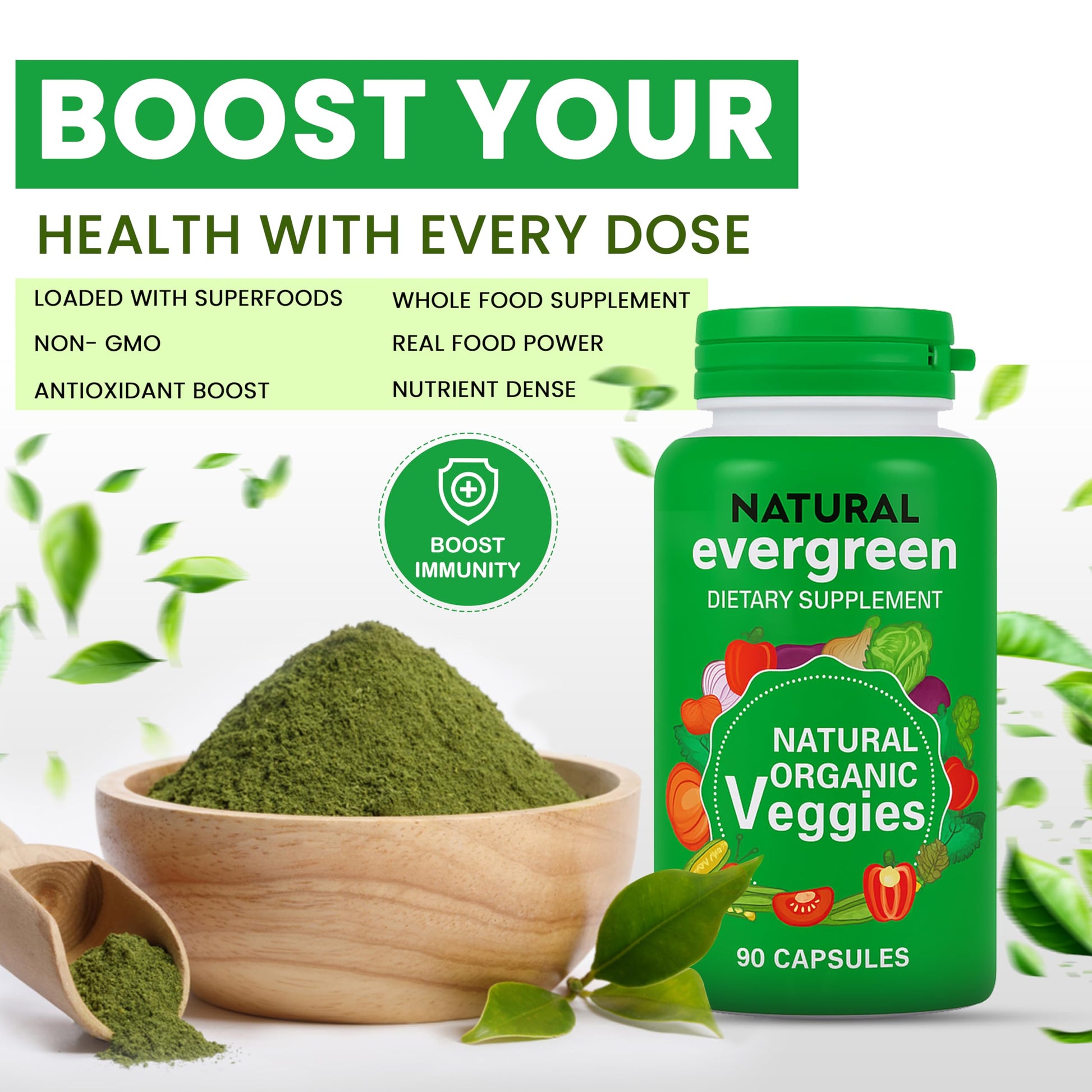 Fruit and Veggies Supplement – 100% Natural Super Greens Blend with Fruits & Vegetables | Veggie Capsules for Adults & Kids | Daily Nutrient Support Packed with Natural Vitamins & Minerals Natural EvergreenBuy Supplements Australia