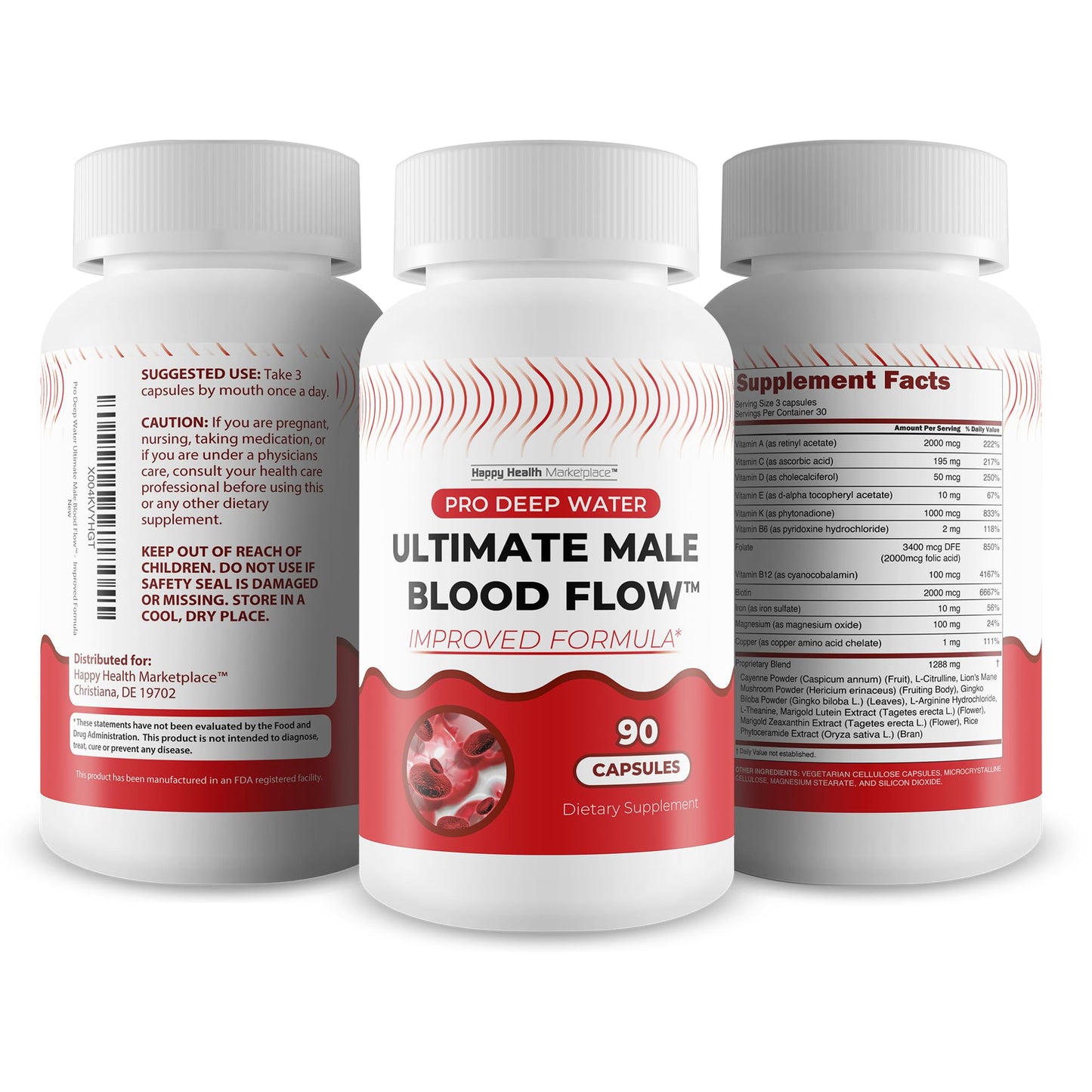 Pro Deep Water Ultimate Male Blood Flow - Improved Formula - Our Best Improved Blood Flow Supplement for Men - Advanced Blood Flow Support for Men - Our Best Circulation Supplement Alpha Boost Pills Happy Health MarketplaceBuy Supplements Australia