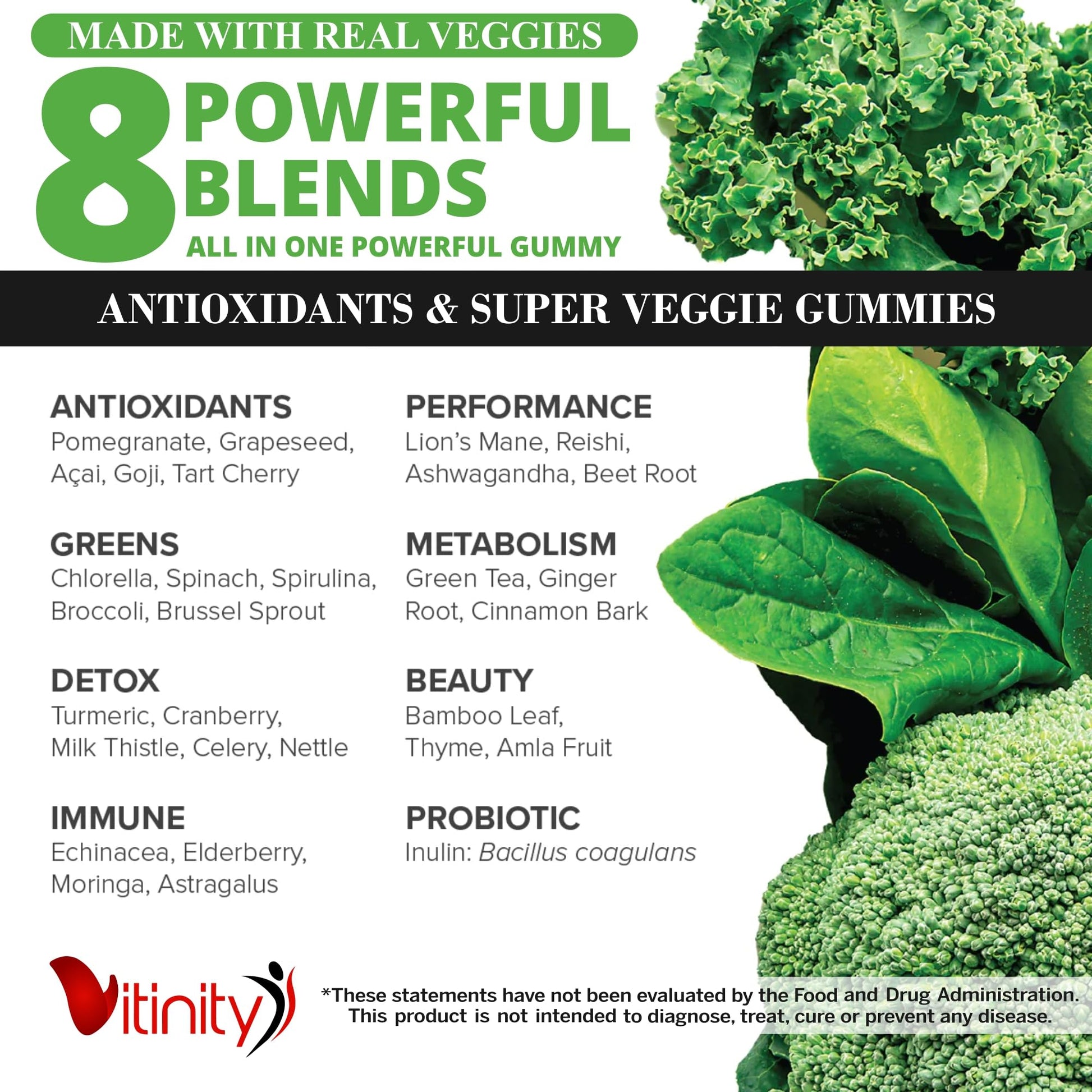 VITINITY Made with Real Fruit-Real Veggie Gummies-Superfood Vegetable Vitamin Supplement for Women,Men,Kids-Blend of Fruit and Greens for Daily Health.Fruits and Vegetables Supplements (30-Day Supply) VITINITYBuy Supplements Australia