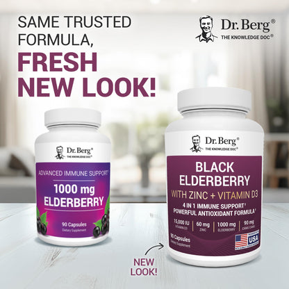 Dr. Berg Black Elderberry Capsules (Advanced Immune Support*) with 15,000 IU Vitamin D, 60 mg of Zinc, & 90 mg of Camu Camu - (4-in-1) Sambucus Elderberry Immune Support Supplement - 90 Capsules Dr. Berg NutritionalsBuy Supplements Australia