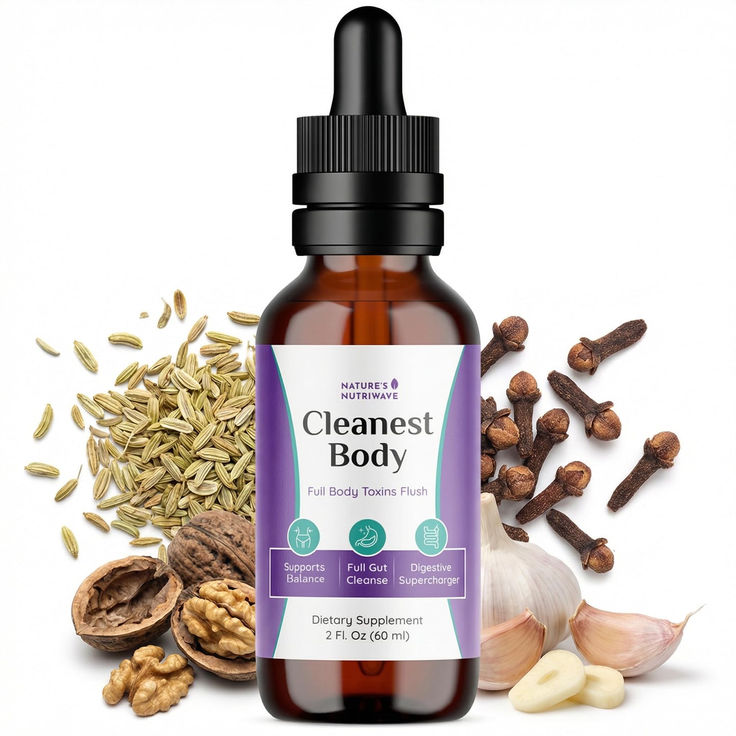 Nature’s NutriWave Cleanest Body – Natural Detox Liquid Supplement with Fennel Seed, Marshmallow Root & Peppermint Oil – Non-GMO, Made in USA, 2 fl. oz.(60ml), 1 Month Supply Nature’s NutriWaveBuy Supplements Australia