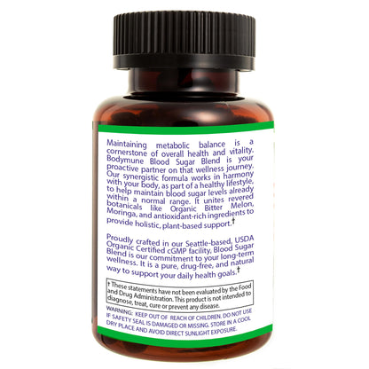 Bodymune USDA Organic Blood Sugar Blend | Supports Healthy Metabolism* | with Bitter Melon, Moringa, Aloe Vera, Nopal, Papaya Extracts & More | 60-Day Supply | Vegan & Non-GMO | USA-Made BodymuneBuy Supplements Australia