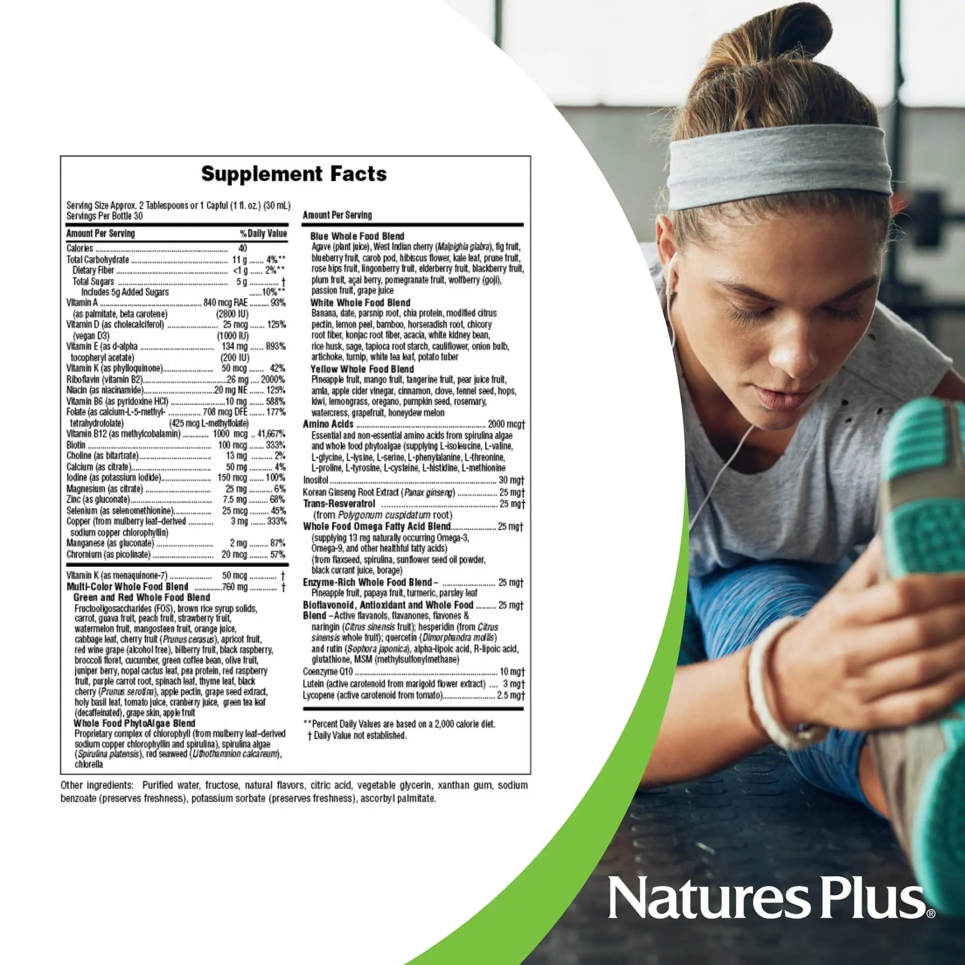 NaturesPlus Source of Life Gold Multivitamin Liquid - 30 oz - with Vitamins D3, B12 & K2 - Blood, Bone & Immune Support - Vegetarian & Gluten Free - 30 Servings NaturesPlus