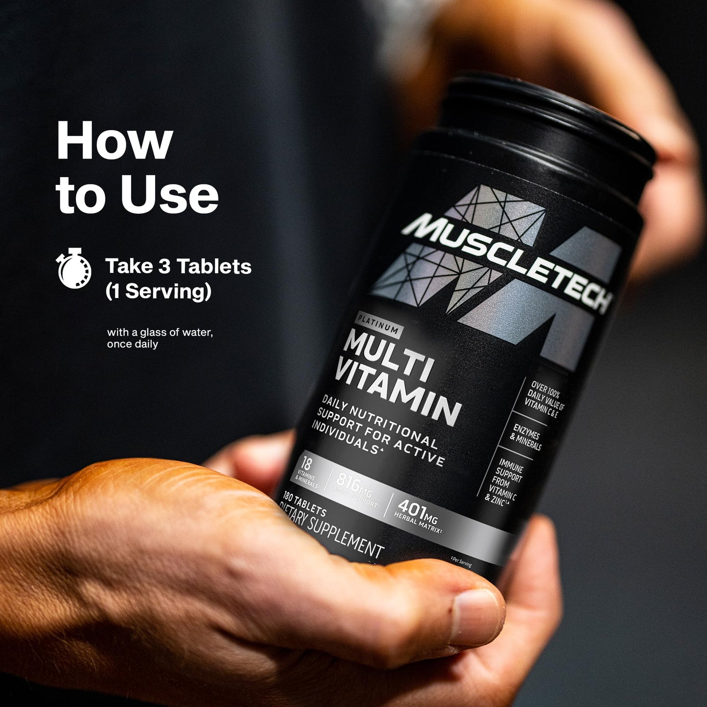 MuscleTech Platinum Multivitamins for Men & Women - Multi-Vitamin Supplement for Immune Support - 18 Vitamins & Minerals, Vitamin A C D E B6 B12 MuscleTechBuy Supplements Australia