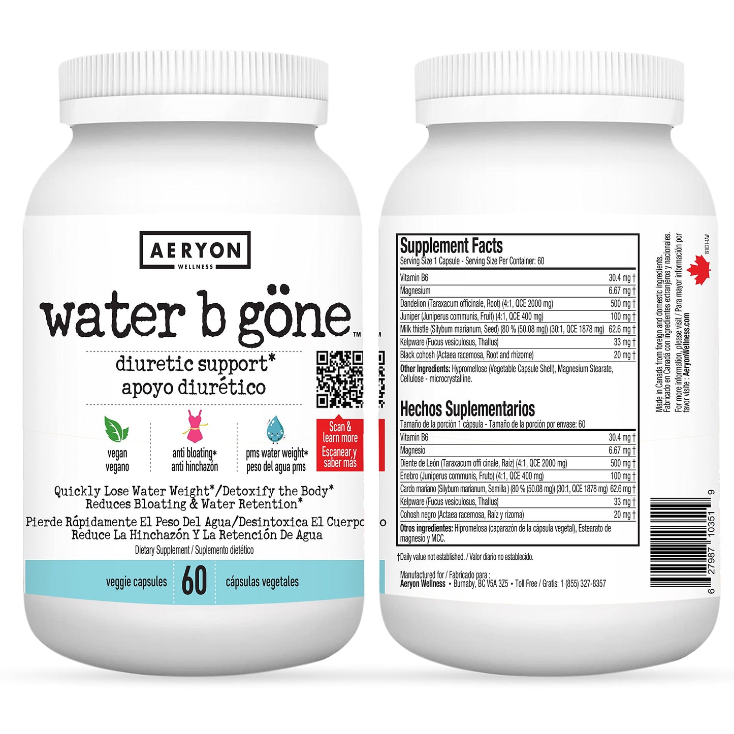 Water B Gone – Diuretic Pills for Women – Reduce Water Retention and Bloating – Find PMS Aeryon Ashlie WellnessBuy Supplements Australia