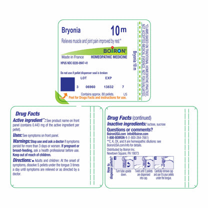 Boiron Bryonia 10M Homeopathic Medicine for Muscle & Joint Pain - 80 Pellets BoironBuy Supplements Australia