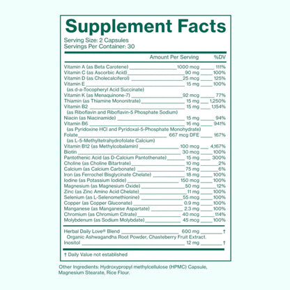 Love Wellness Daily Love Multivitamin for Women | Supports Energy, Cortisol, Immune Health, Stress Relief, & PMS | Complete with Vitamin D, C Love WellnessBuy Supplements Australia