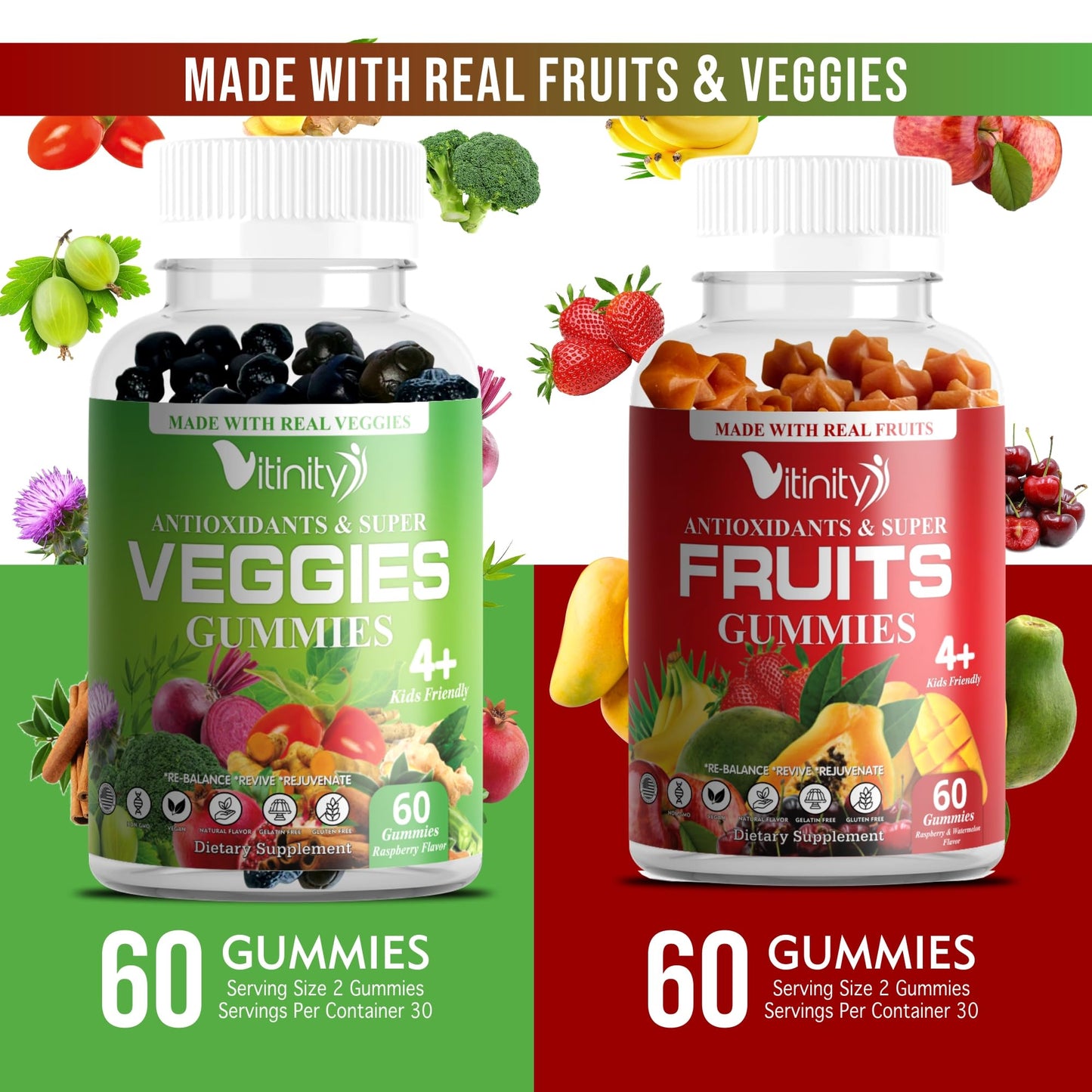 VITINITY Made with Real Fruit-Real Veggie Gummies-Superfood Vegetable Vitamin Sup VITINITYBuy Supplements Australia
