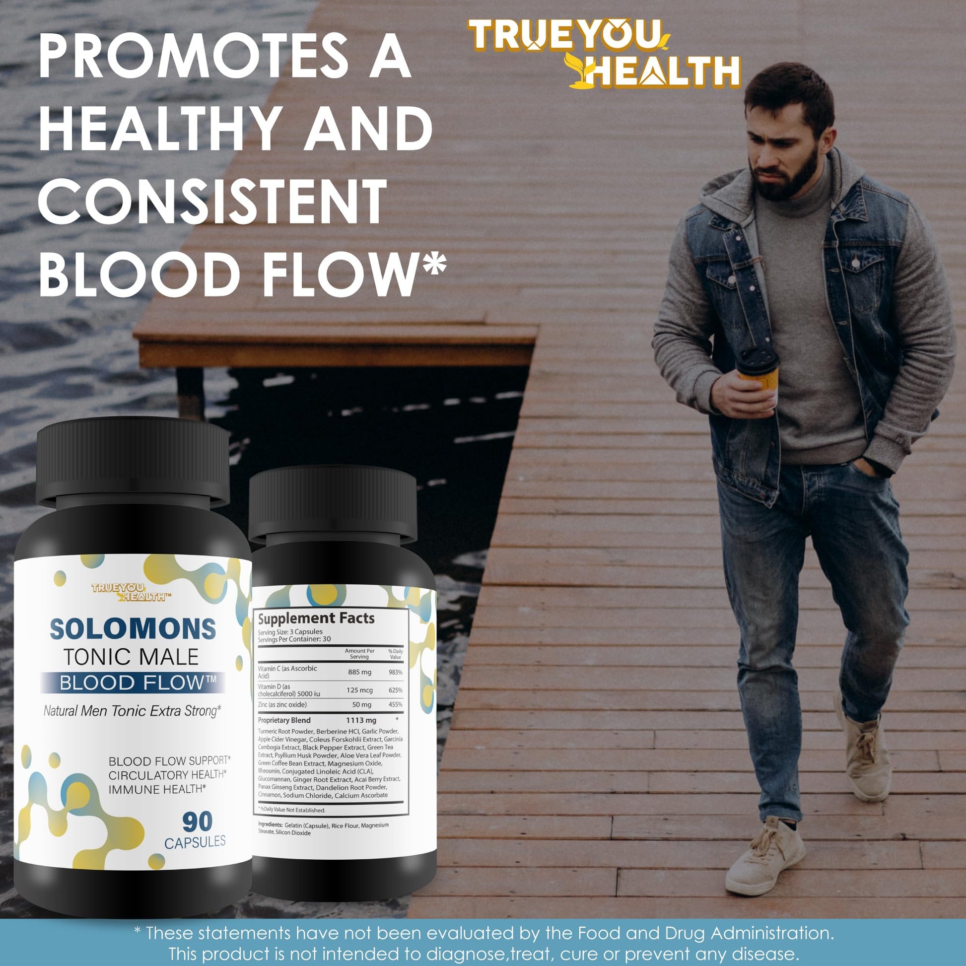Solomons Tonic - Our Best Mens Blood Flow Supplement - Good Blood Flow Support - Male Blood Flow Capsules - Max Blood Flow Pills - Blood Circulation Supplements for Men - Male Blood Circulation Pills True You HealthBuy Supplements Australia
