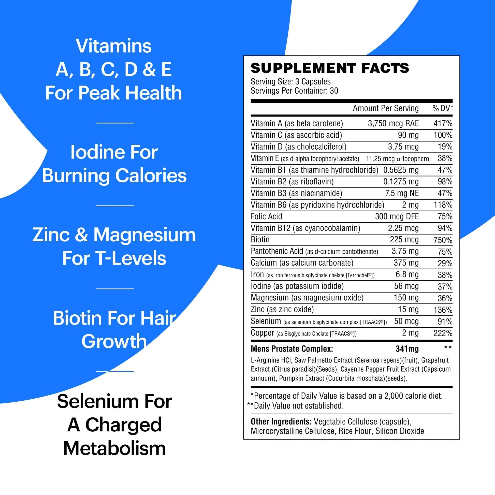 Wellthy His Daily Natural Multivitamin for Men, Premium Prostate Support Supplement, Support Hair Growth (30 Day) WellthyBuy Supplements Australia