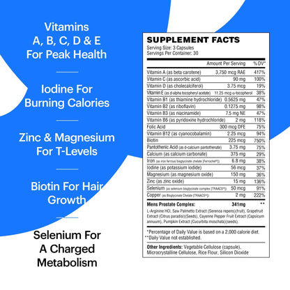 Wellthy His Daily Natural Multivitamin for Men, Premium Prostate Support Supplement, Support Hair Growth (30 Day) WellthyBuy Supplements Australia