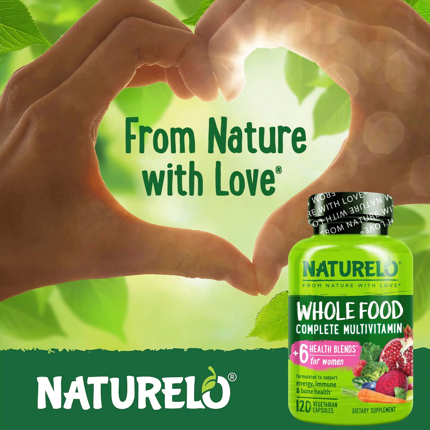 NATURELO Whole Food Multivitamin for Women - with Vitamins, Minerals, & Organic Extracts - Supplement for Energy and Heart Health
