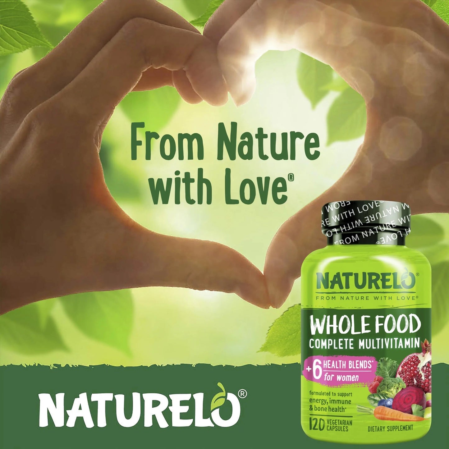 NATURELO Whole Food Multivitamin for Women - 120 Capsules and Whole Food Multivitamin for Men - 120 Capsules Bundle NATURELO
