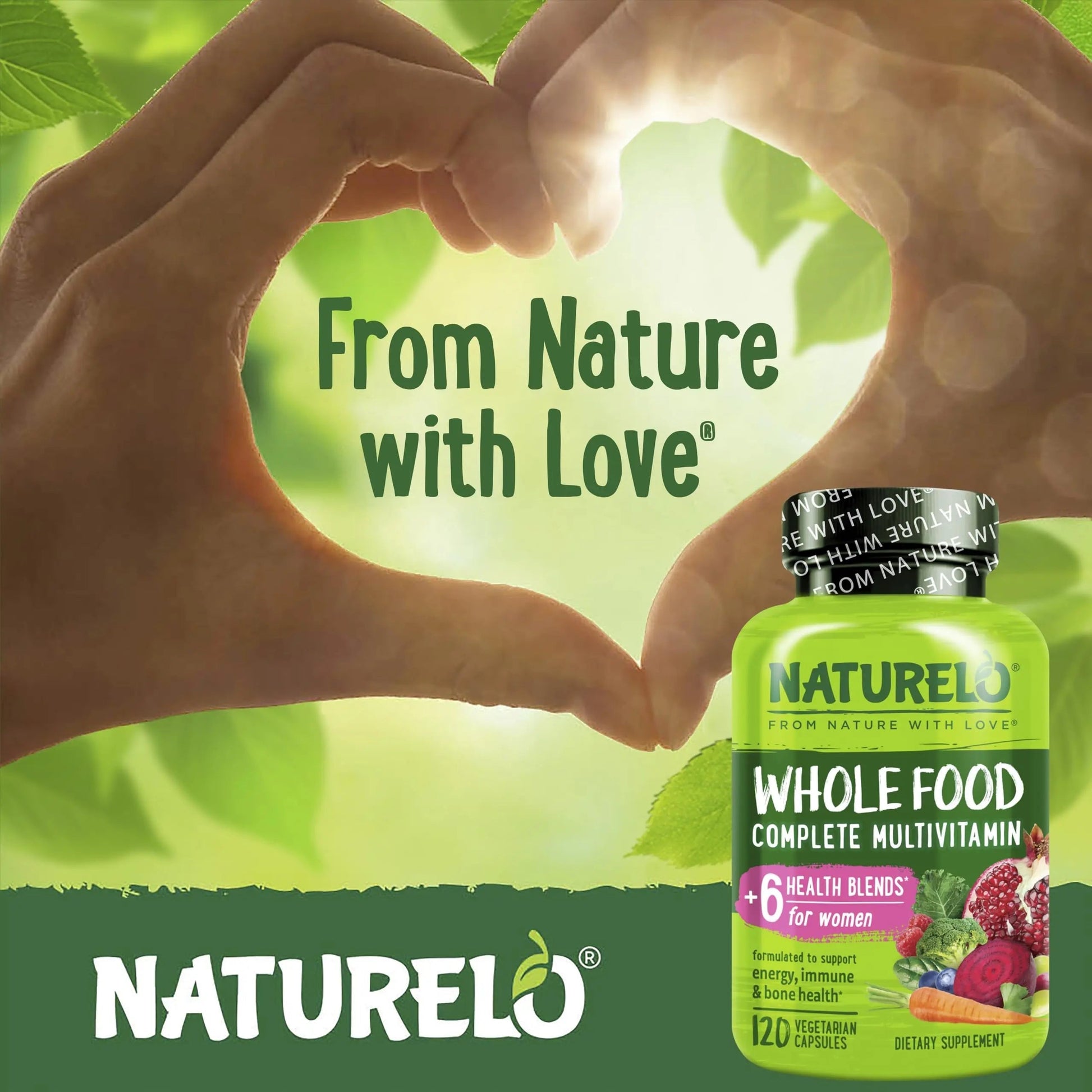 NATURELO Whole Food Multivitamin for Women - 120 Capsules and Whole Food Multivitamin for Men - 120 Capsules Bundle NATURELO