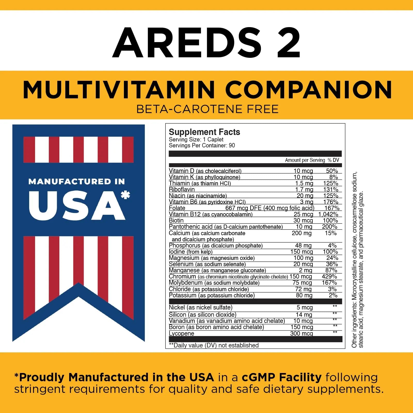 Viteyes Classic AREDS 2 Companion Beta-Carotene Free Multivitamin Supplement, Comprehensive Multivitamin Formula Viteyes